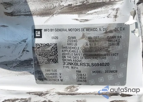 2020 Chevrolet Blazer Awd Premier from USA, damaged, VIN 3GNKBLRS3LS694020